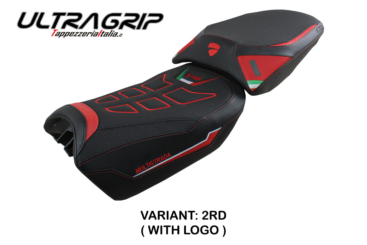 Funda de asiento para Ducati Multistrada V4 Pikes Peak 2022-2025 Tappezzeria Italia TPZ Ultragrip en rojo