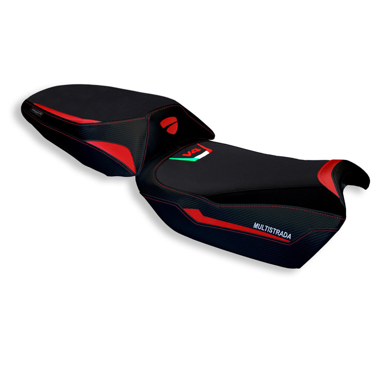 Funda de asiento para Ducati Multistrada V4 V4S 2021-2025 Tappezzeria Italia TPZ en rojo y negro