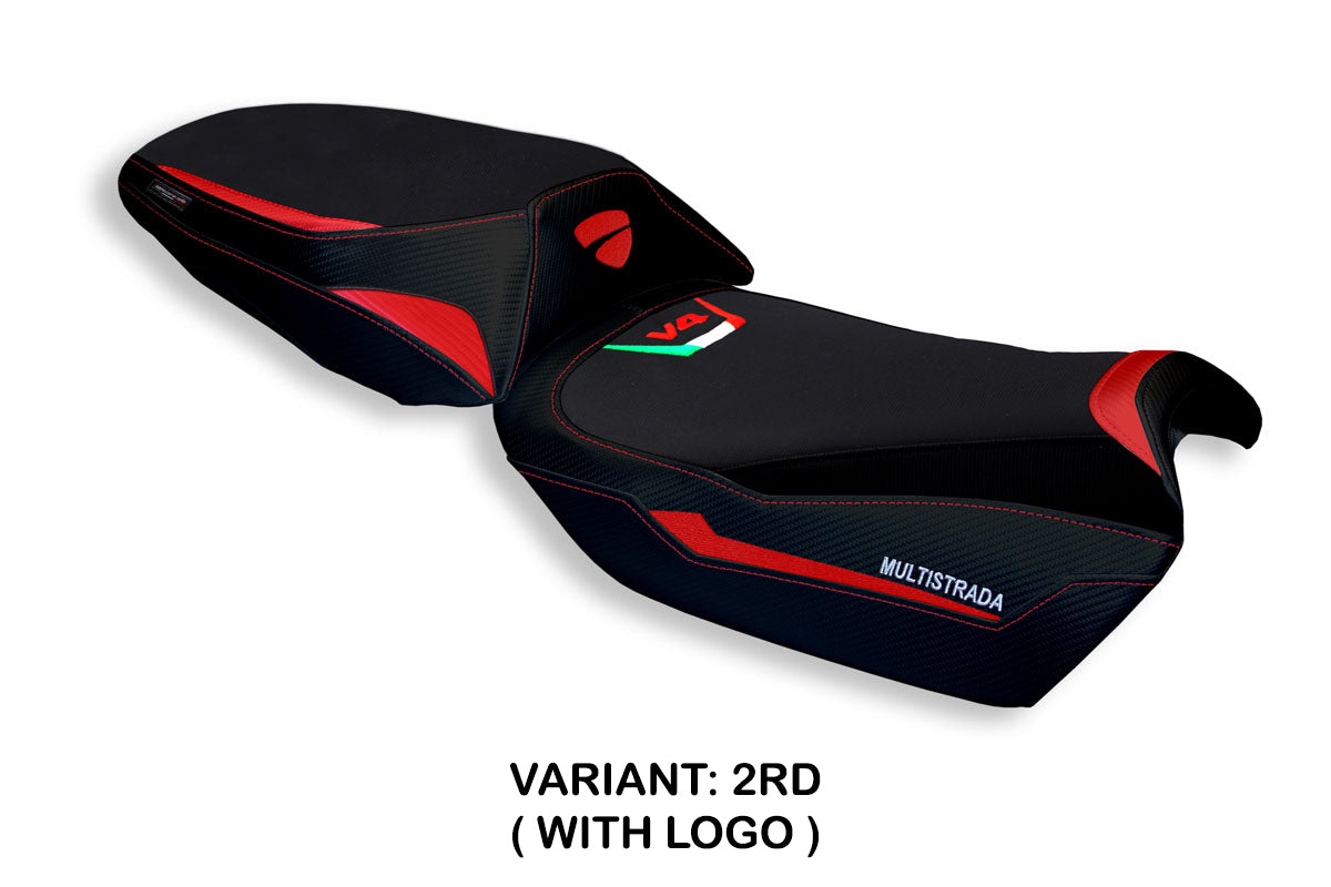 Funda de asiento para Ducati Multistrada V4 V4S 2021-2025 Tappezzeria Italia TPZ en rojo y negro