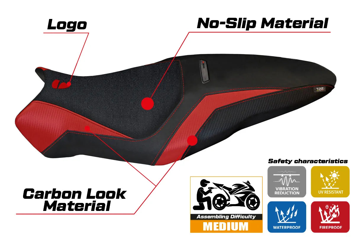 Ducati Monster 1200R 2016-2019 Seat Cover TPZ Italia UltraGrip Red Black