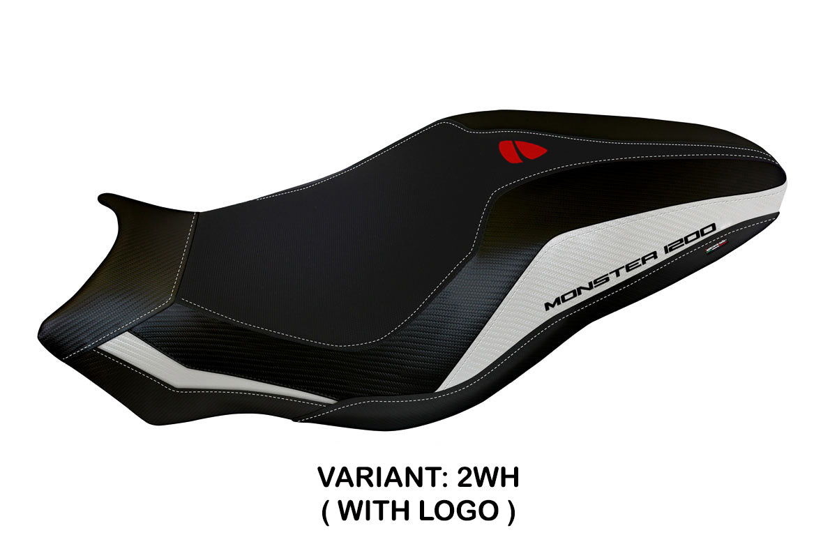 Funda de asiento Tappezzeria Italia TPZ para Ducati Monster 821 1200 2017-2020 en blanco y negro