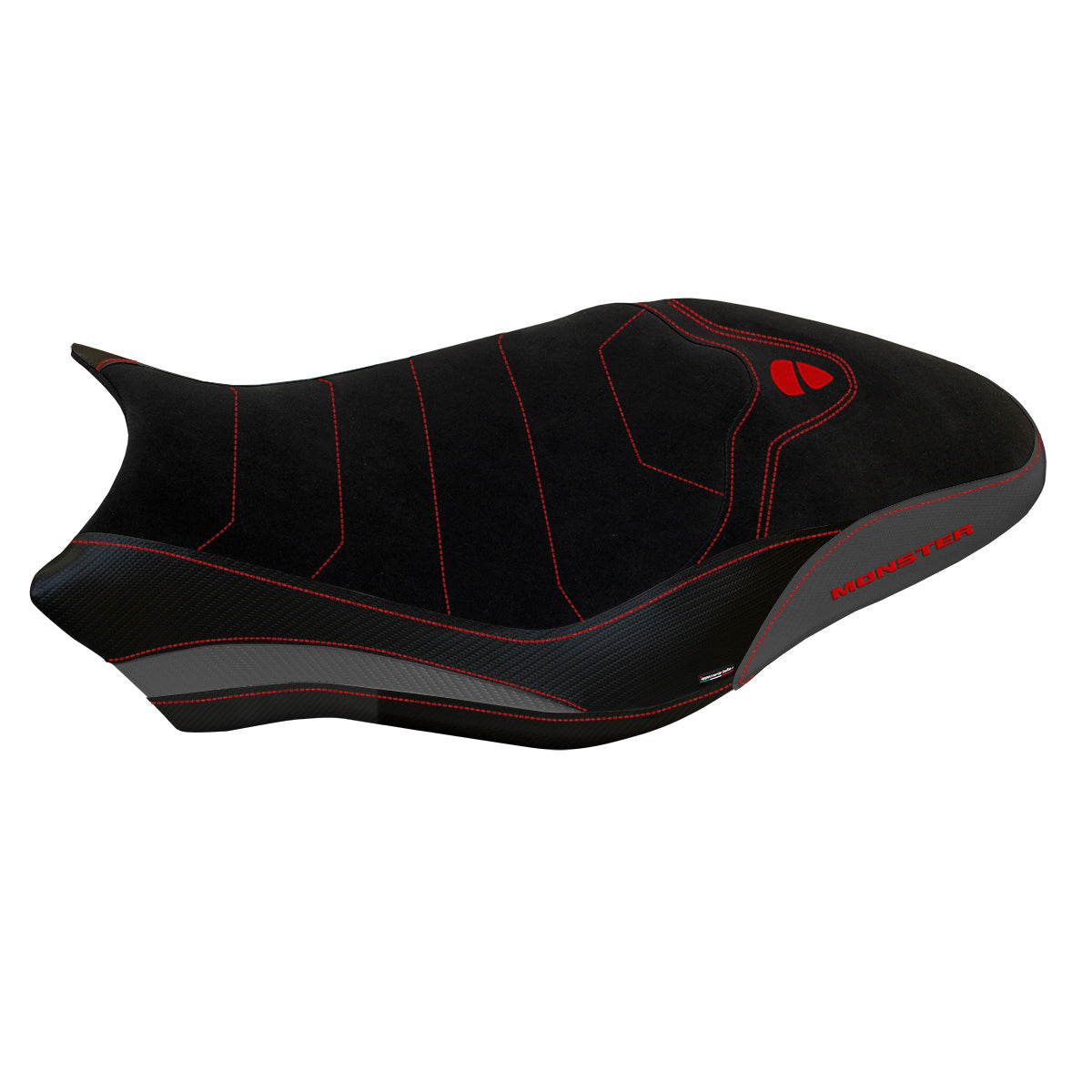 Funda de asiento Tappezzeria Italia TPZ Comfort para Ducati Monster 821 1200 2017-2020 en gris y negro