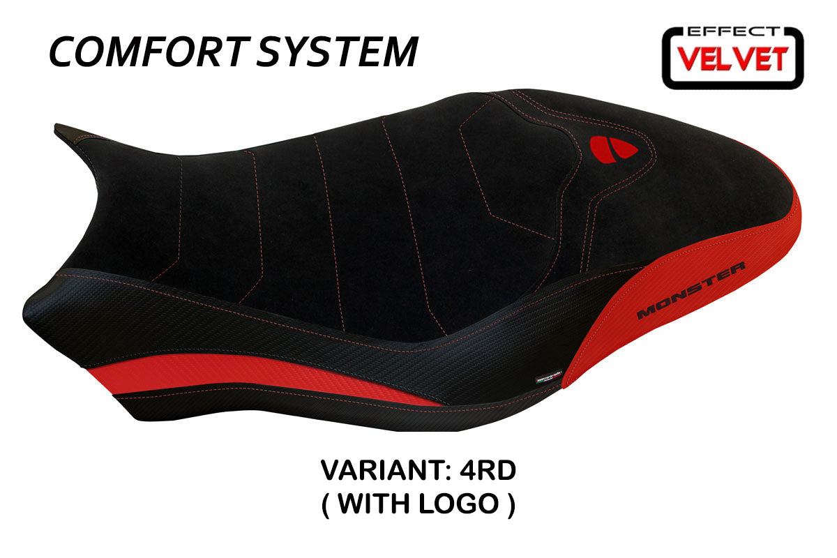 Ducati Monster 821 1200 2017-2020 Seat Cover Tappezzeria Italia TPZ Comfort in Red and Black