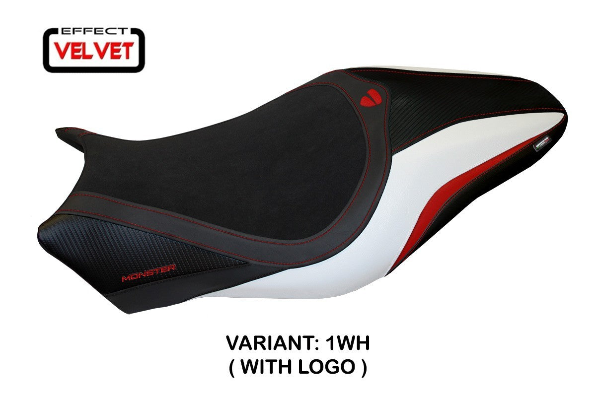 Ducati Monster 797 2017-2020 Seat Cover TPZ Italia Velvet White Black