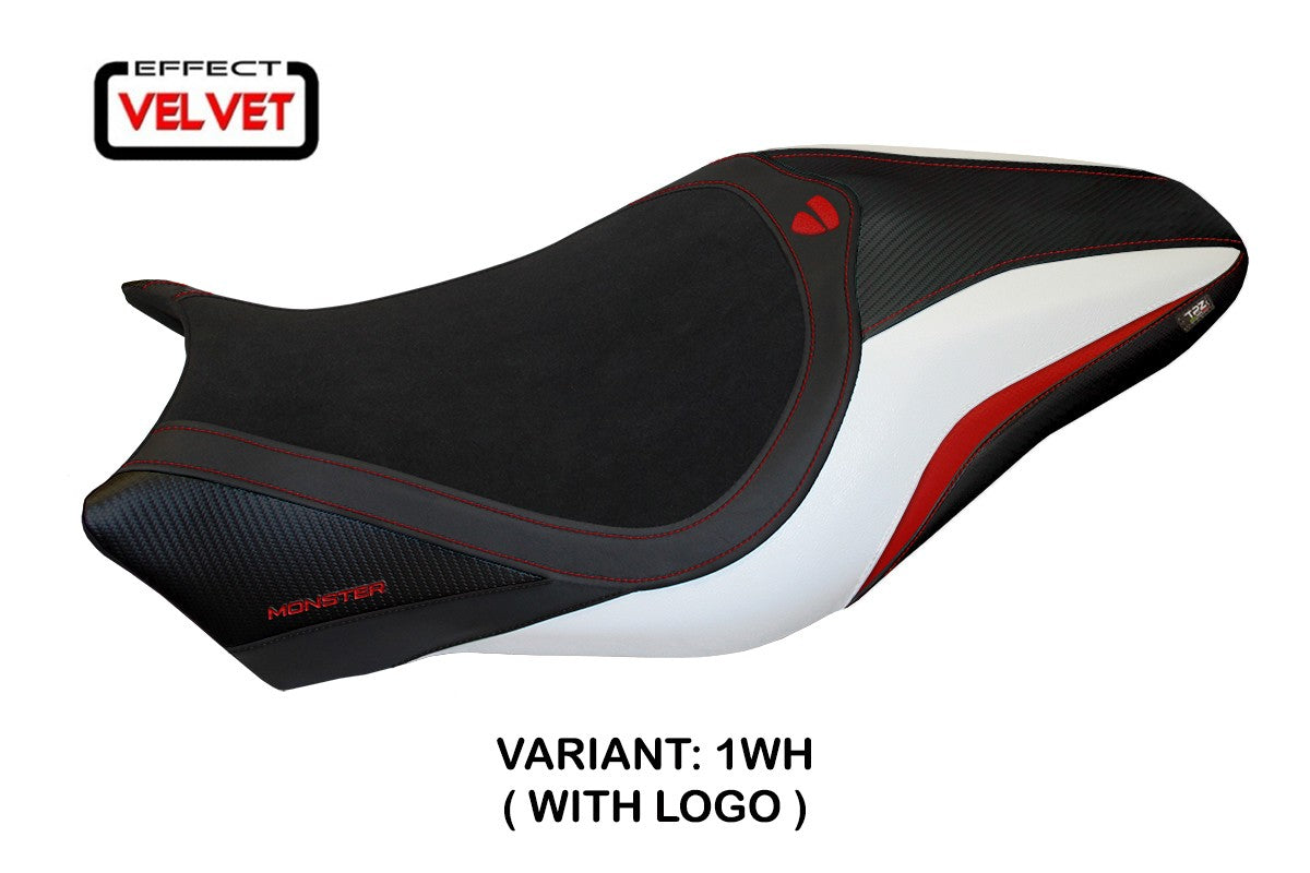 Ducati Monster 821 1200 2017-2020 Seat Cover TPZ Italia Velvet White Black