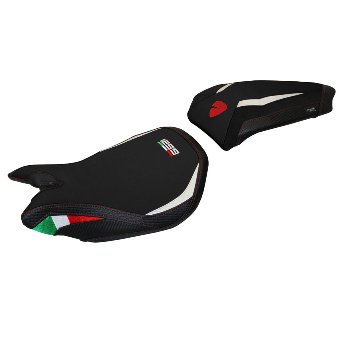 Funda de asiento Tappezzeria Italia TPZ para Ducati Panigale 1299 2015-2018 en blanco y negro