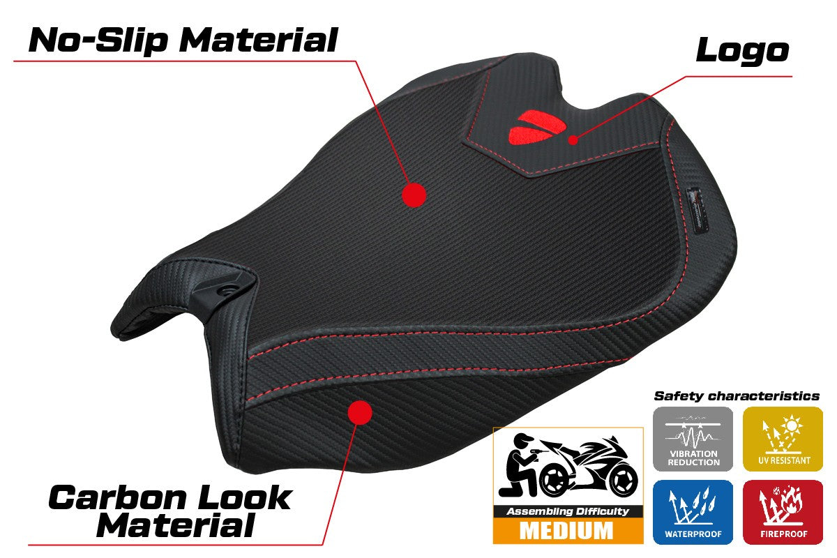 Funda Asiento Ducati Panigale V4 2025 Tappezzeria Italia TPZ Negro Logo Ducati