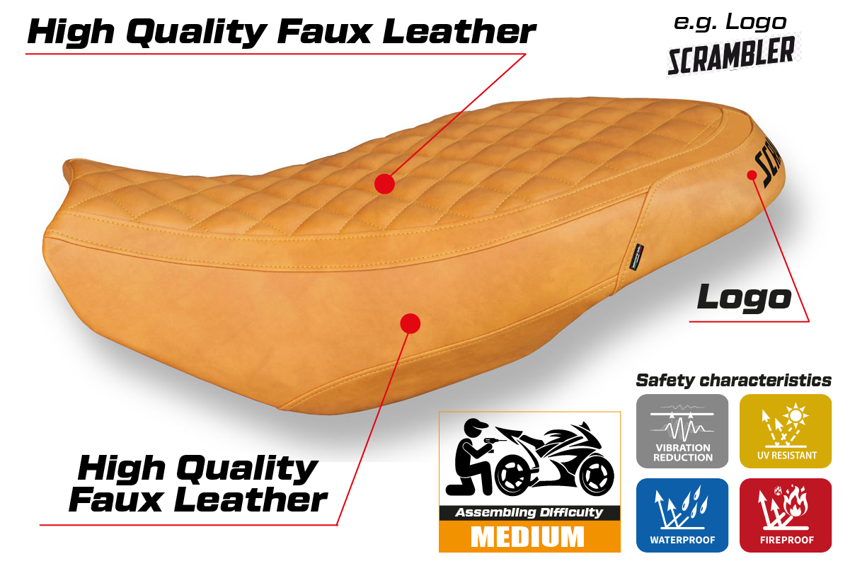 Ducati Scrambler 400 800 1100 2015-2024 Seat Cover Tappezzeria Italia TPZ in Vintage Camel
