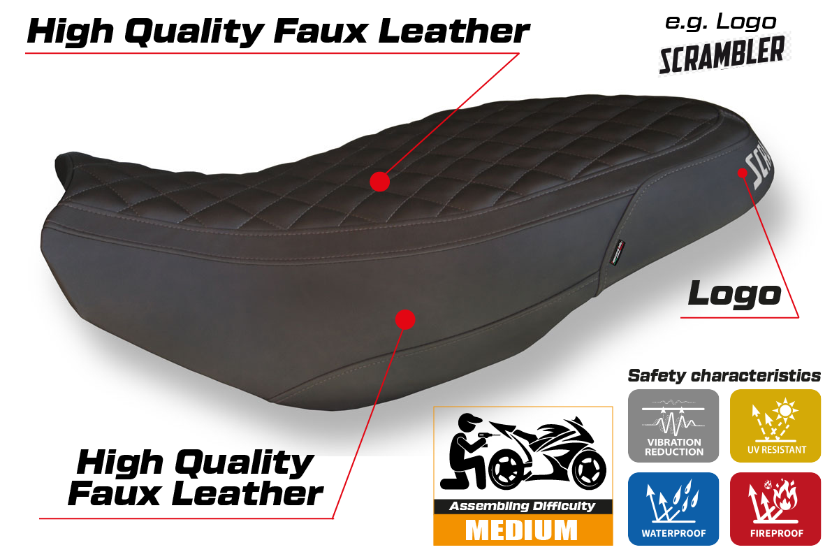 Ducati Scrambler 400 800 1100 2015-2024 Seat Cover Tappezzeria Italia TPZ in Vintage Dark Brown