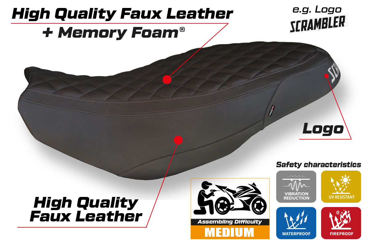 Funda de asiento Tappezzeria Italia TPZ Comfort para Ducati Scrambler 400 800 1100 2015-2024 en marrón oscuro