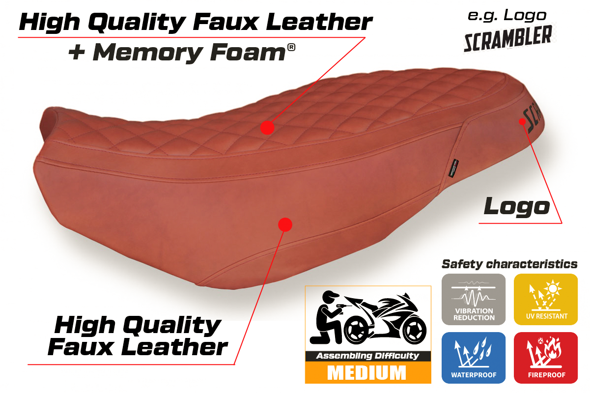 Ducati Scrambler 400 800 1100 2015-2024 Seat Cover Tappezzeria Italia TPZ Comfort in Brick