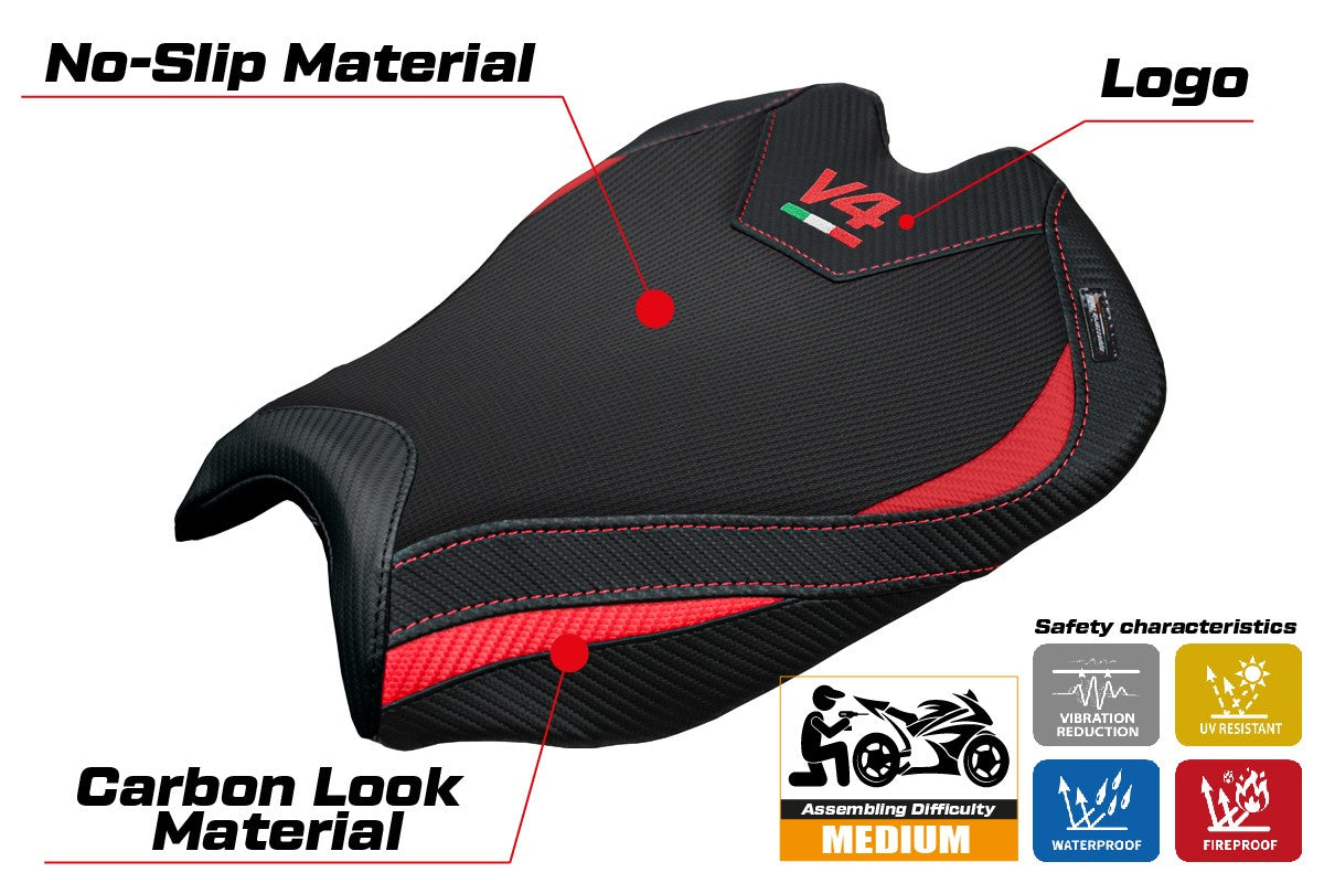 Ducati streetfighter V4 2025 Seat Cover Tappezzeria Italia TPZ Red Black Logo V4