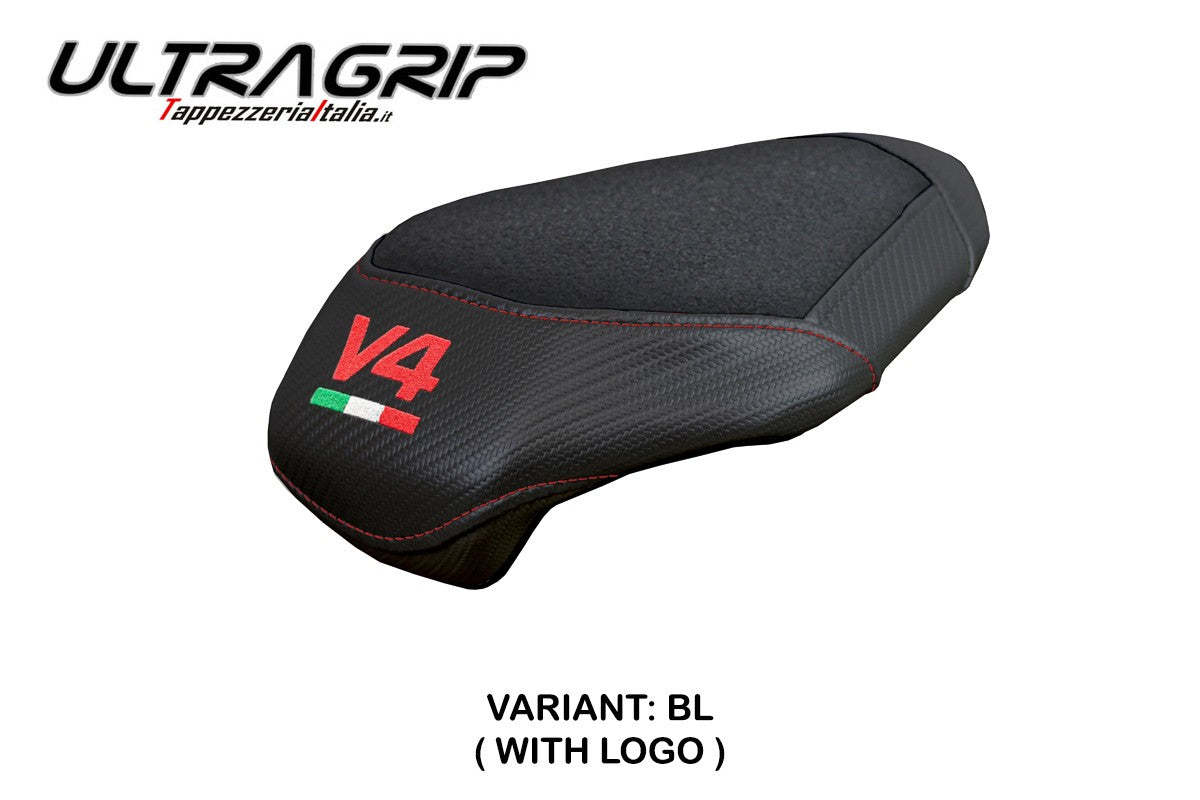 Funda de asiento trasero para Ducati Streetfighter V4 2025 Tappezzeria Italia TPZ Ultragrip Black Logo V4