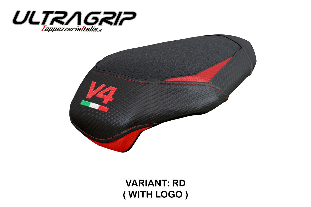 Funda de asiento trasero para Ducati Streetfighter V4 2025 Tappezzeria Italia TPZ Ultragrip Logotipo rojo V4