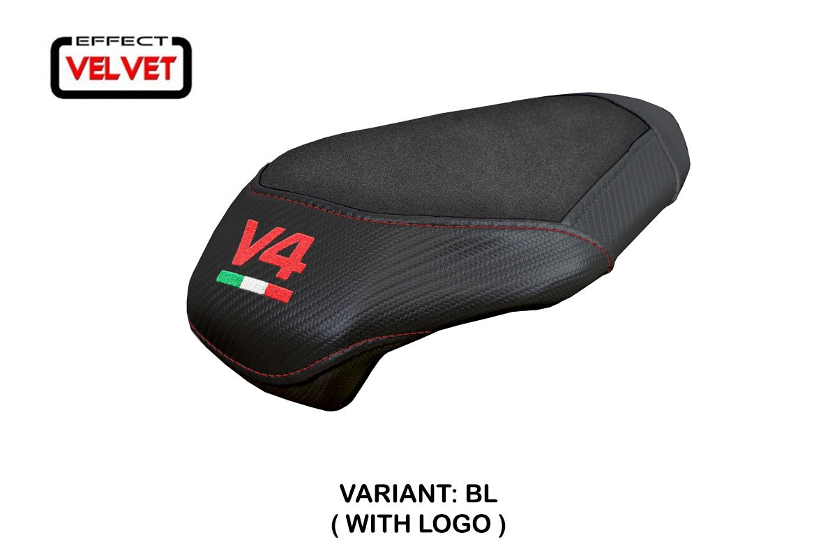 Ducati streetfighter V4 2025-2026 Rear Seat Cover Tappezzeria Italia TPZ Velvet Black Logo V4