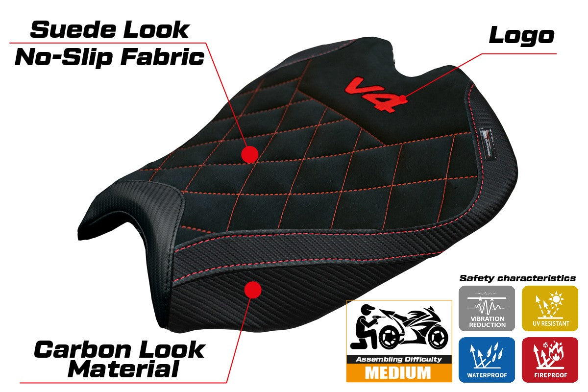 Ducati streetfighter V4 2025-2026 Seat Cover Tappezzeria Italia TPZ Black SE Logo V4