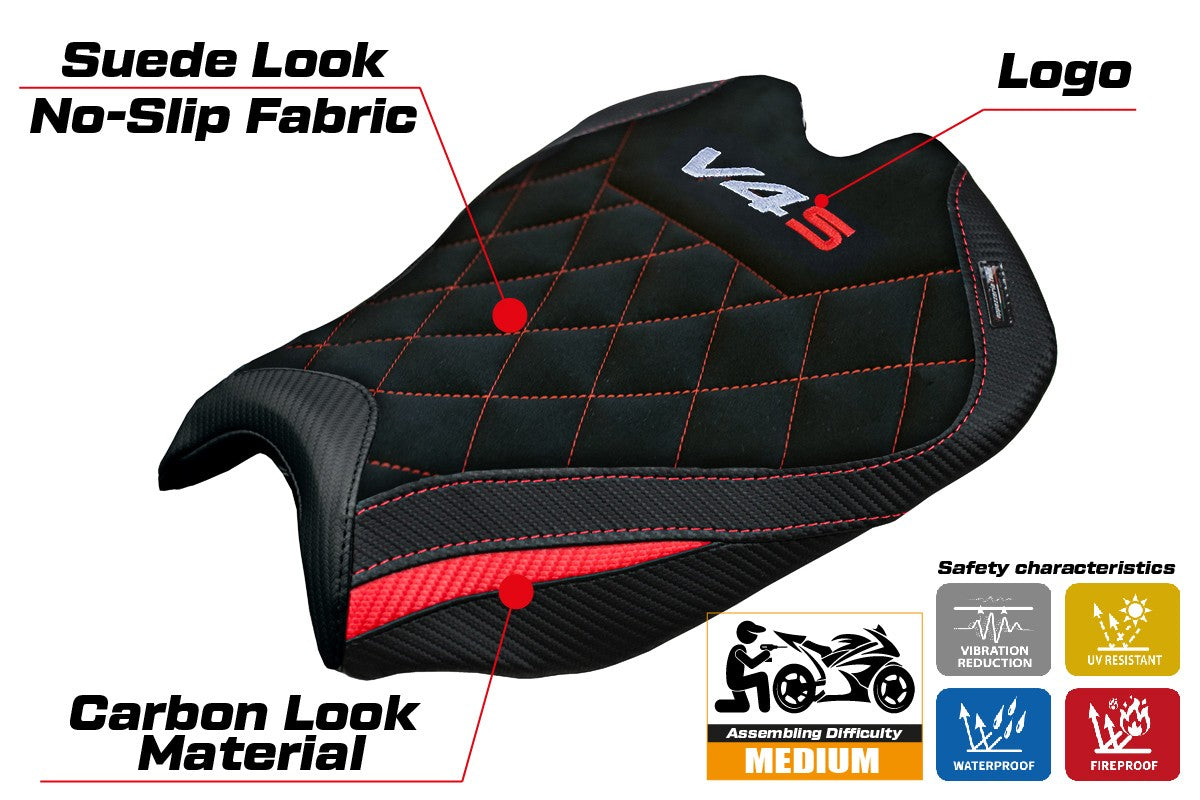 Ducati streetfighter V4 2025-2026 Seat Cover Tappezzeria Italia TPZ Red Black SE Logo V4S