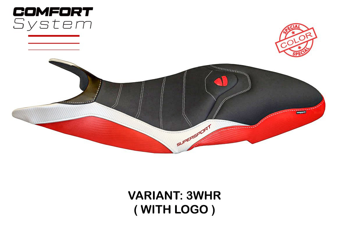 Ducati Super Sport 2017-2024 Seat Cover TPZ Italia Comfort White Red
