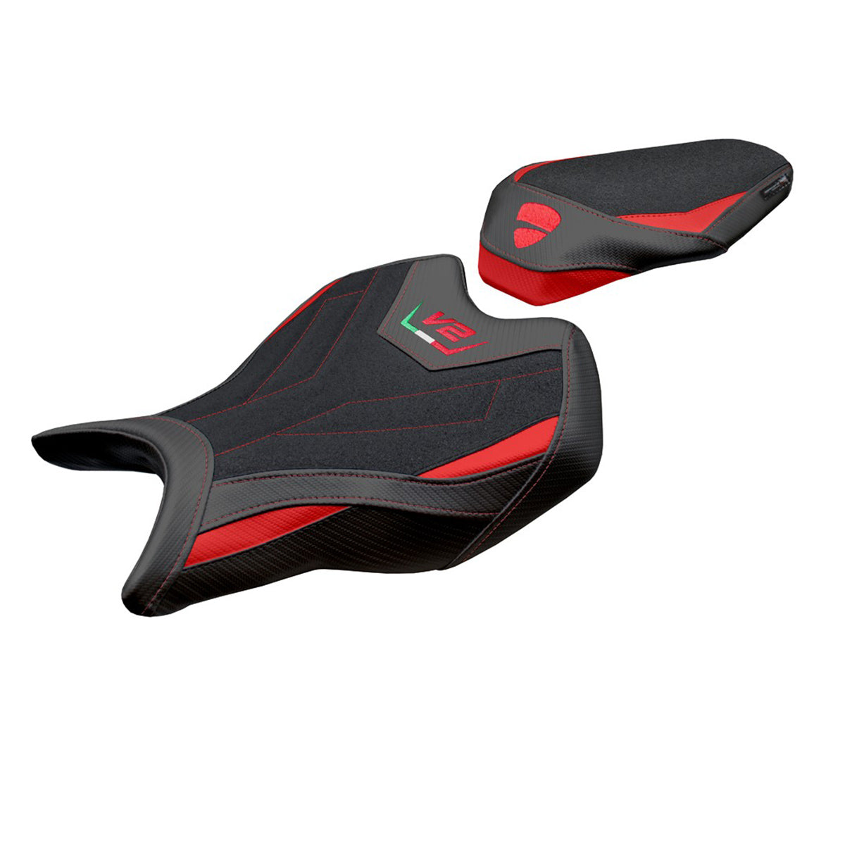 Funda de asiento Ducati Streetfighter V2 2025 Tappezzeria Italia TPZ Ultragrip Rojo Negro