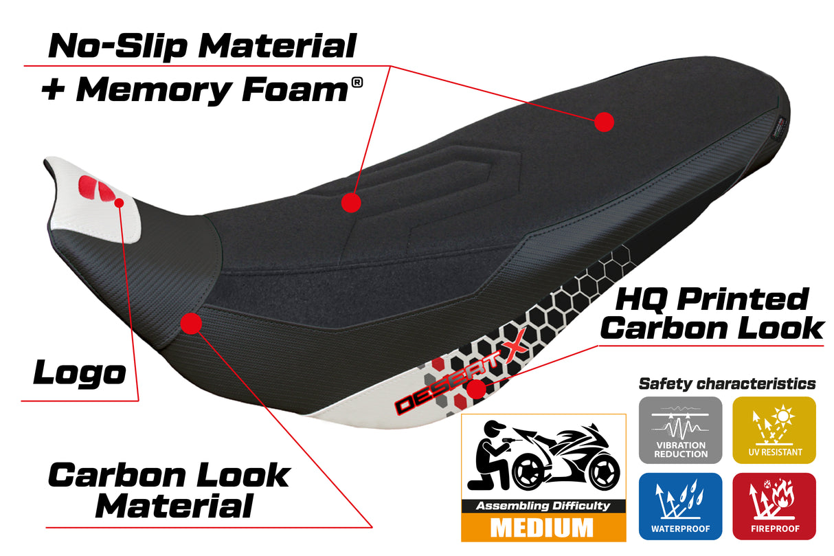 Funda de asiento Ducati Desert X Rally 2022-2025 Tappezzeria Italia TPZ Comfort en blanco especial