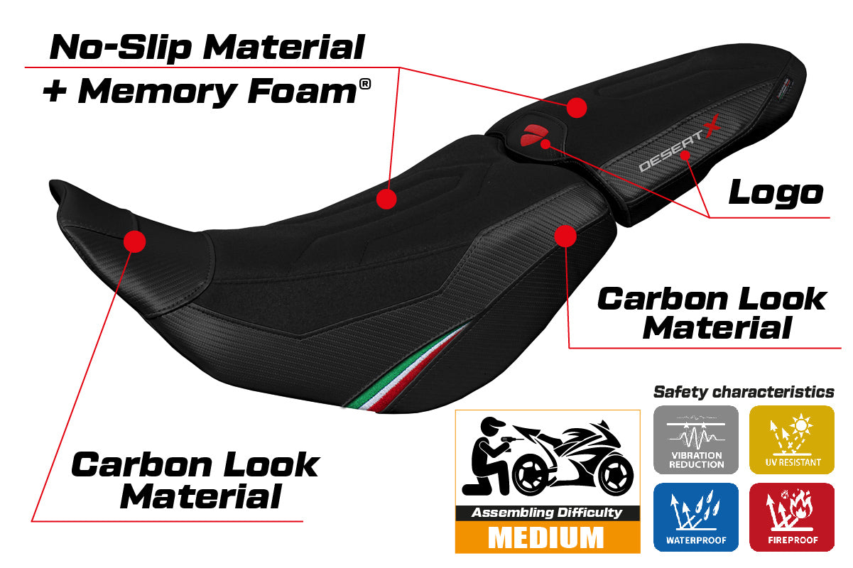 Funda de asiento para Ducati Desert X 2022-2025 Tappezzeria Italia TPZ en Trico Comfort Ultragrip Negro