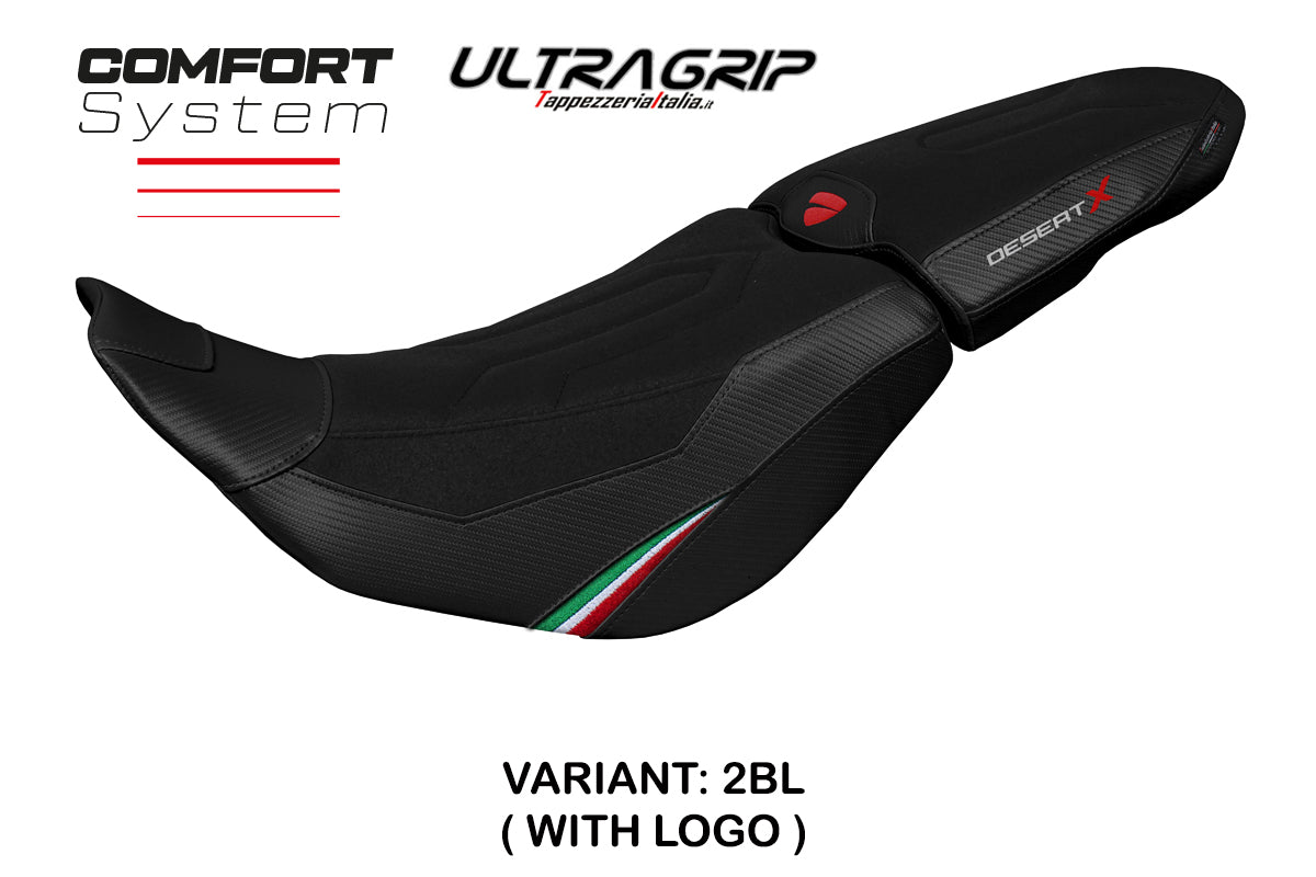 Funda de asiento para Ducati Desert X 2022-2025 Tappezzeria Italia TPZ en Trico Comfort Ultragrip Negro