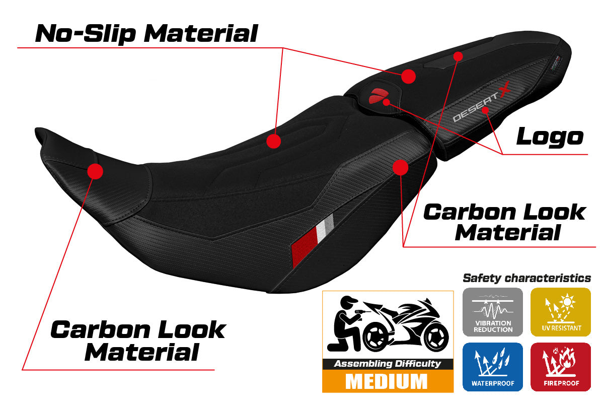 Funda de asiento para Ducati Desert X 2022-2025 Tappezzeria Italia TPZ en Thar Ultragrip Black
