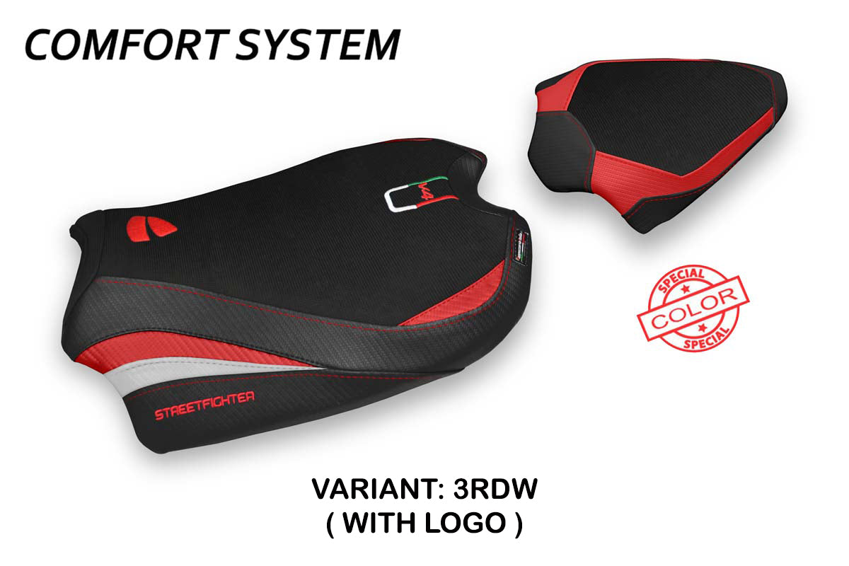 Ducati Streetfighter V4 2020-2024 Seat Cover Tappezzeria Italia TPZ Comfort in Red, White and Black