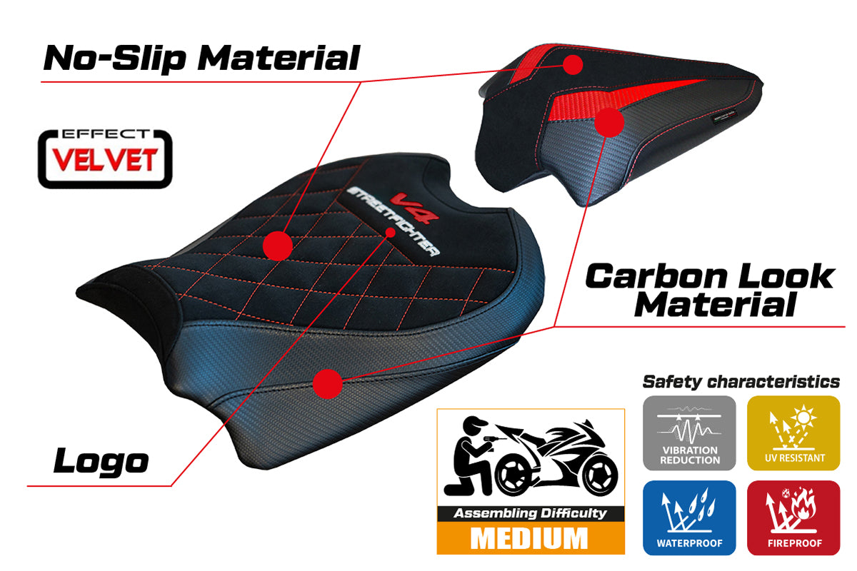 Ducati Streetfighter V4 2020-2024 Seat Cover Tappezzeria Italia TPZ in Velvet Black Diamond