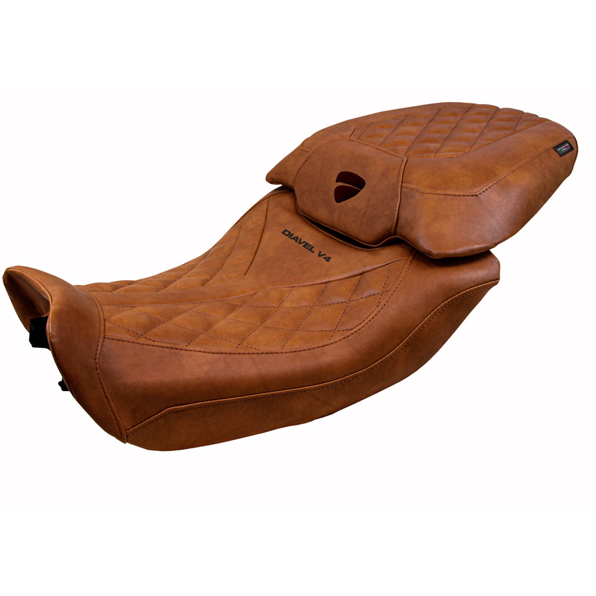 Funda de asiento Tappezzeria Italia TPZ para Ducati Diavel V4 2023-2025 en cuero Diablo Classic Brown