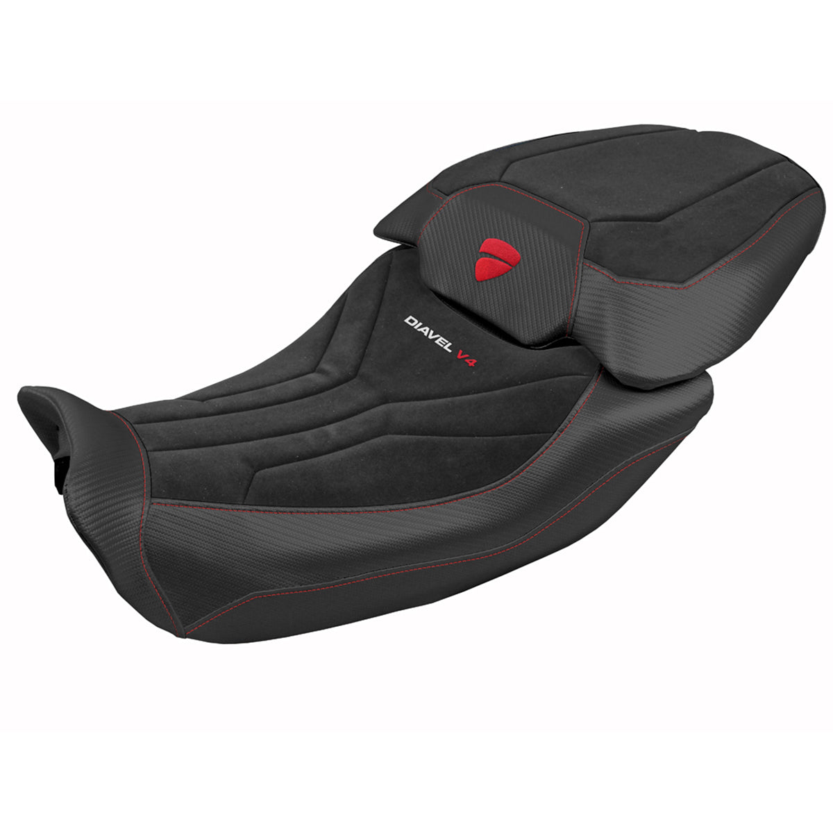Funda de asiento Tappezzeria Italia TPZ para Ducati Diavel V4 2023-2025 en terciopelo Diablo Comfort plateado y negro