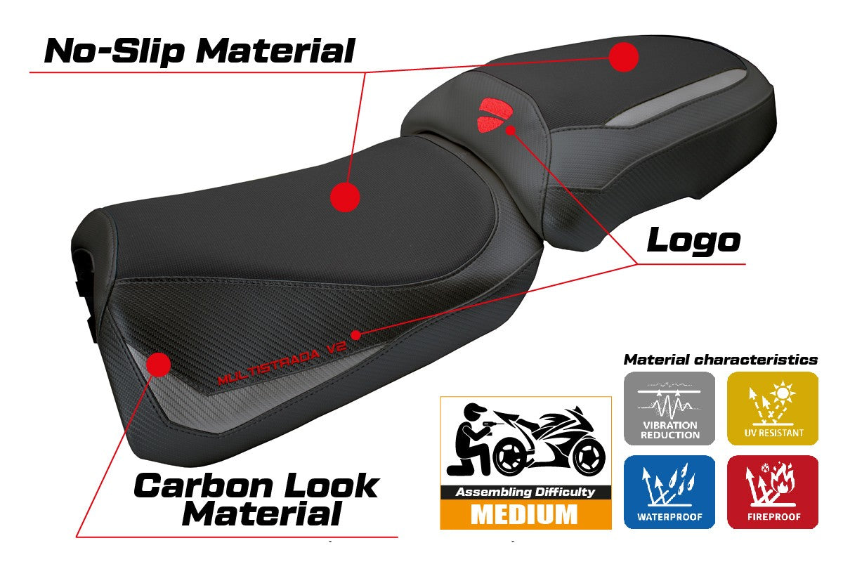 Funda Asiento Ducati Multistrada V2 2025 Tappezzeria Italia TPZ Gris Negro