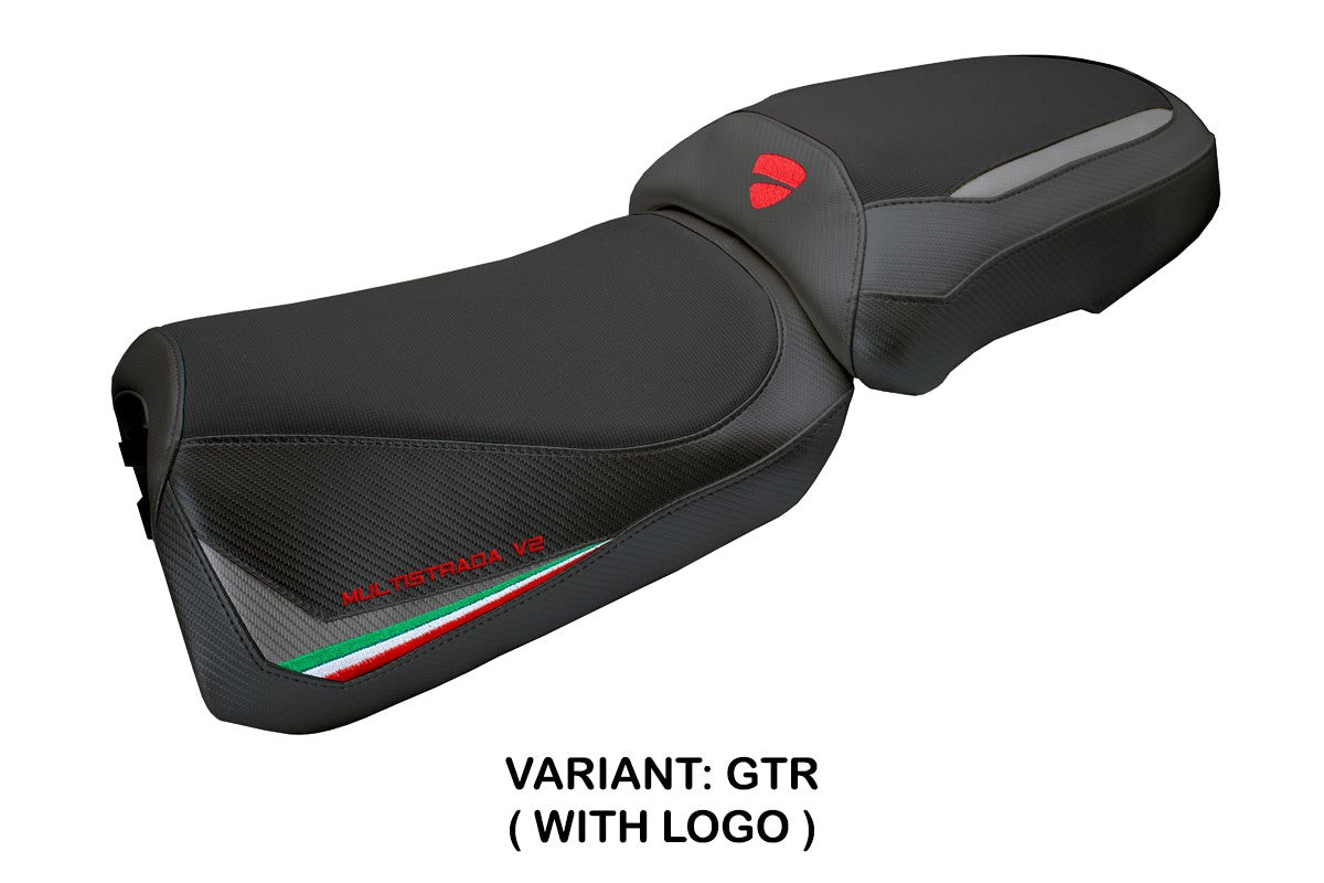 Funda de asiento para Ducati Multistrada V2 2025 Tappezzeria Gris Bandera Italiana Negra