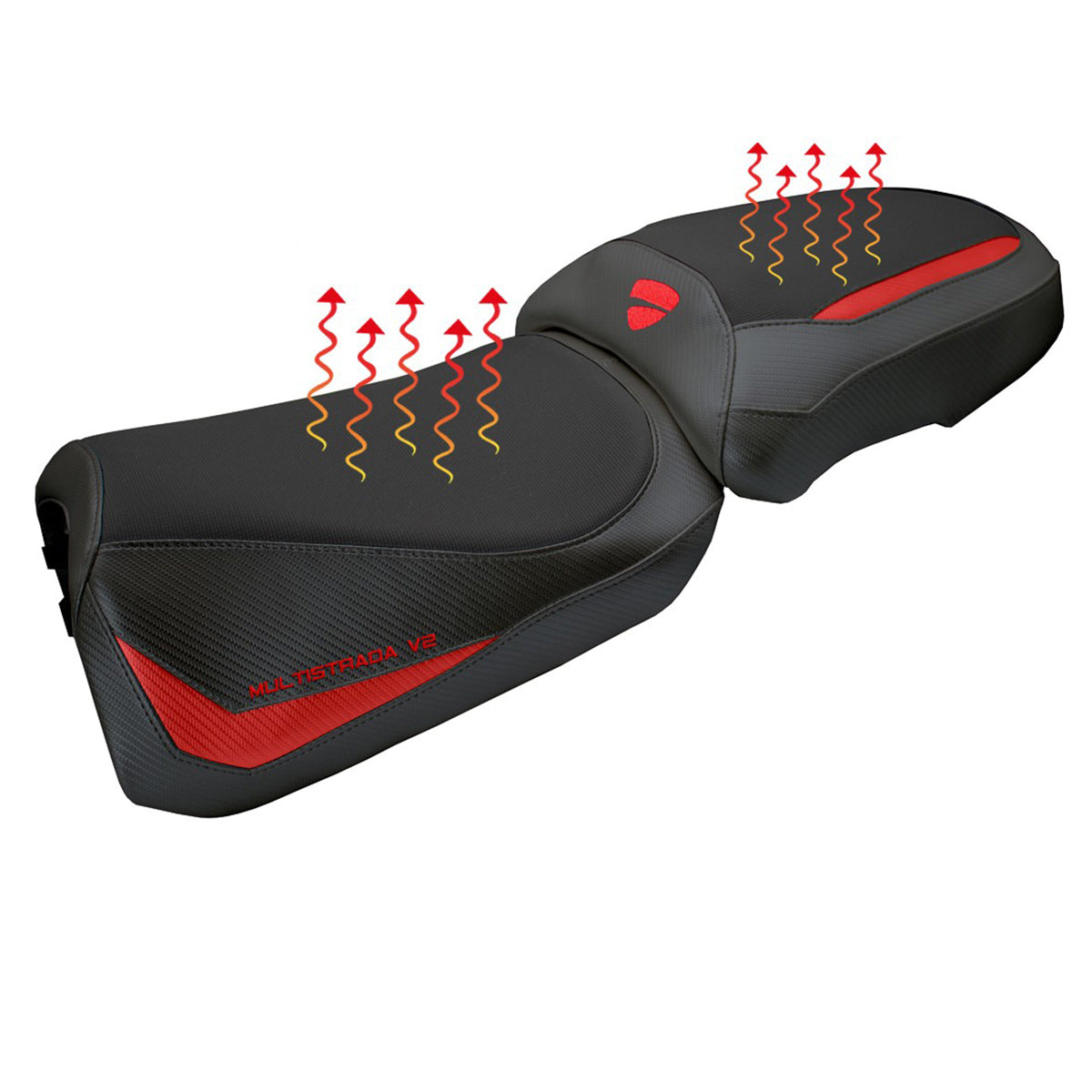 Ducati Multistrada V2 2025 Seat Cover Tappezzeria Italia TPZ heating Comfort Red Black