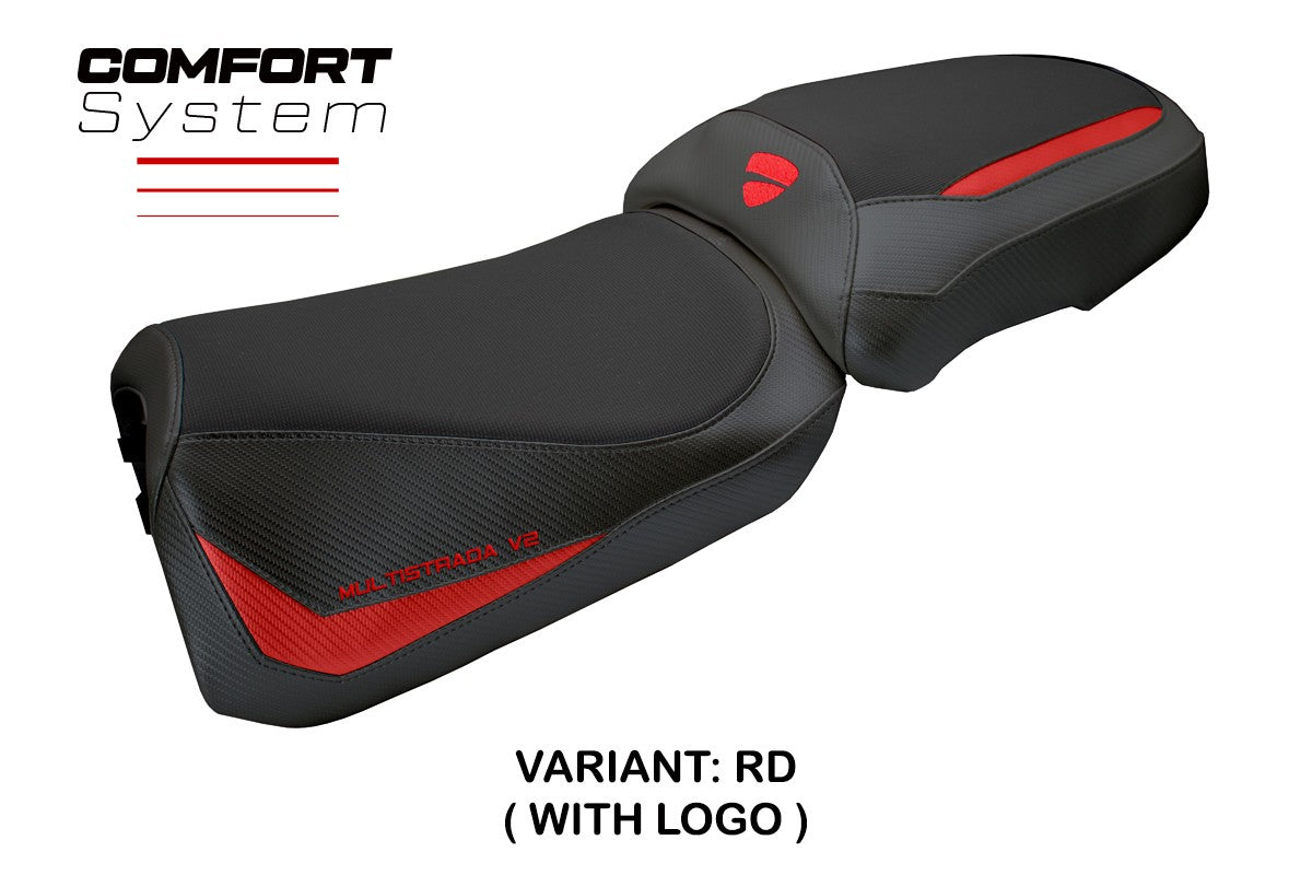 Funda de asiento Ducati Multistrada V2 2025 Tappezzeria Italia TPZ Comfort Rojo Negro