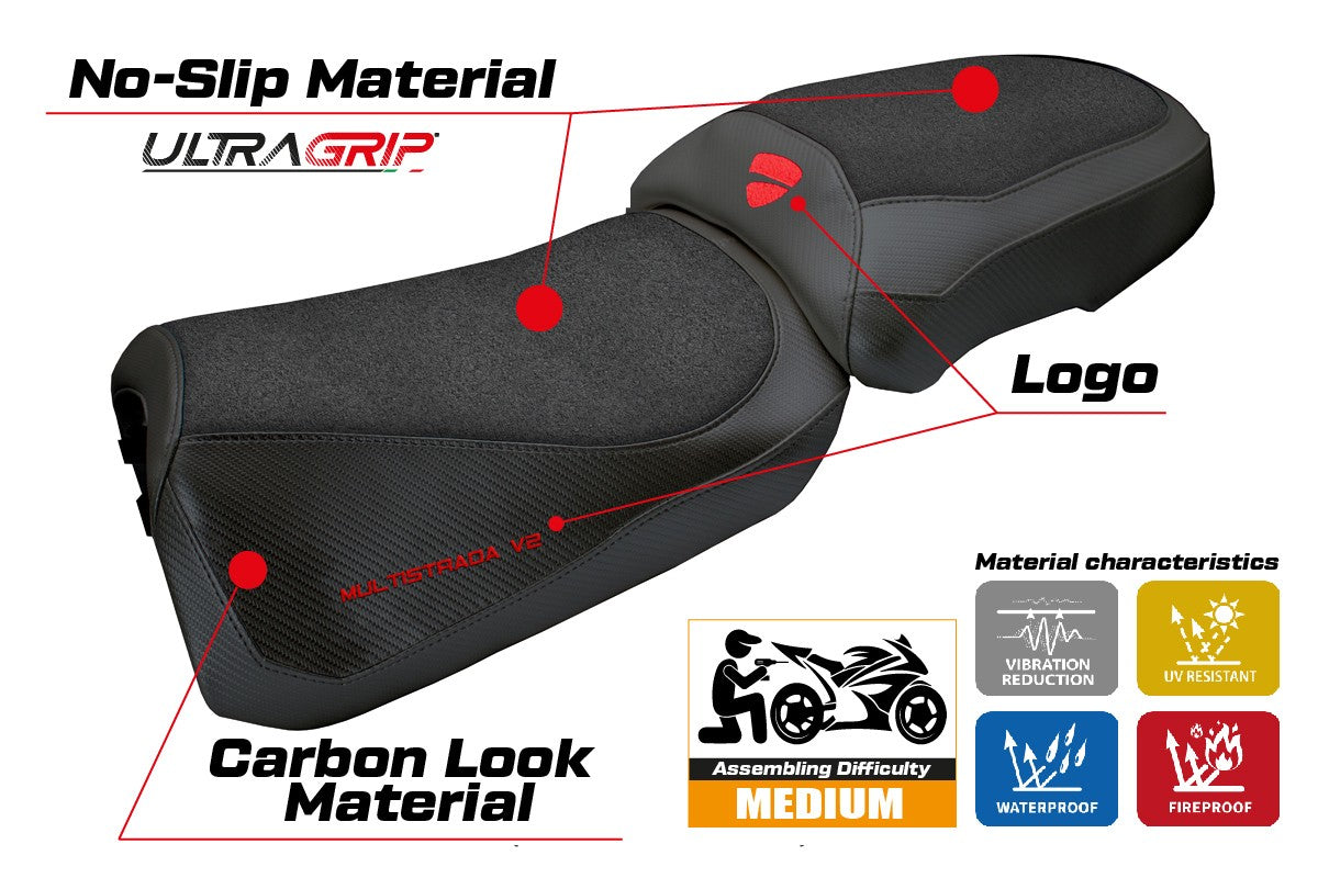 Ducati Multistrada V2 2025 Seat Cover Tappezzeria Italia TPZ Ultragrip Black
