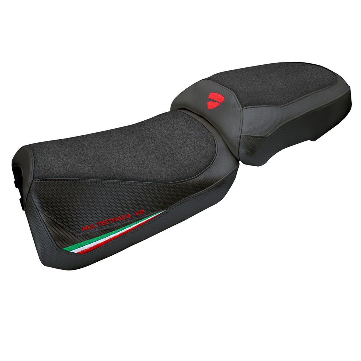 Ducati Multistrada V2 2025-2026 Seat Cover Tappezzeria Ultragrip Italian Flag Black