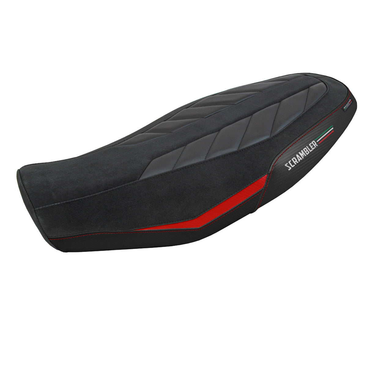 Ducati Scrambler 800 2023-2025 Seat Cover Tappezzeria Italia TPZ in Velvet Look Red and Black