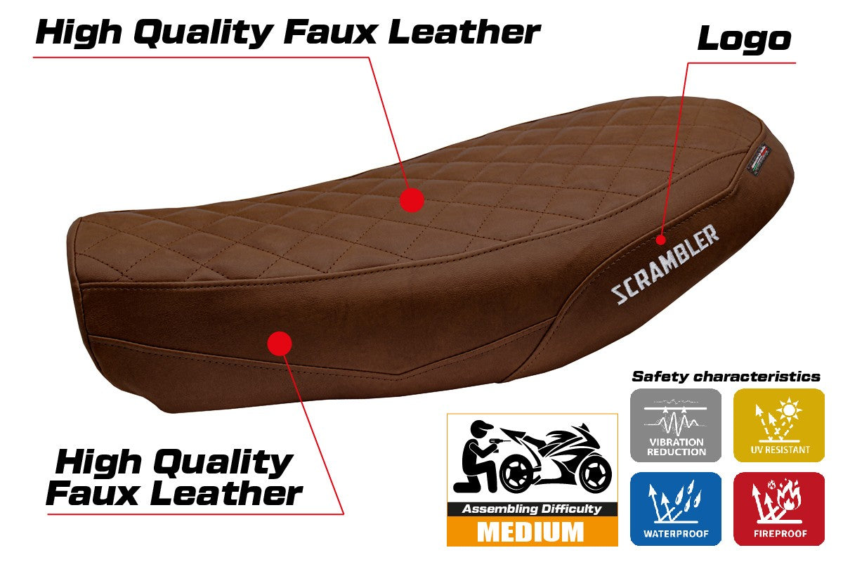 Funda Asiento Ducati Scrambler Urban Motard 2022 2023 2024 Tappezzeria Italia TPZ Marrón Oscuro