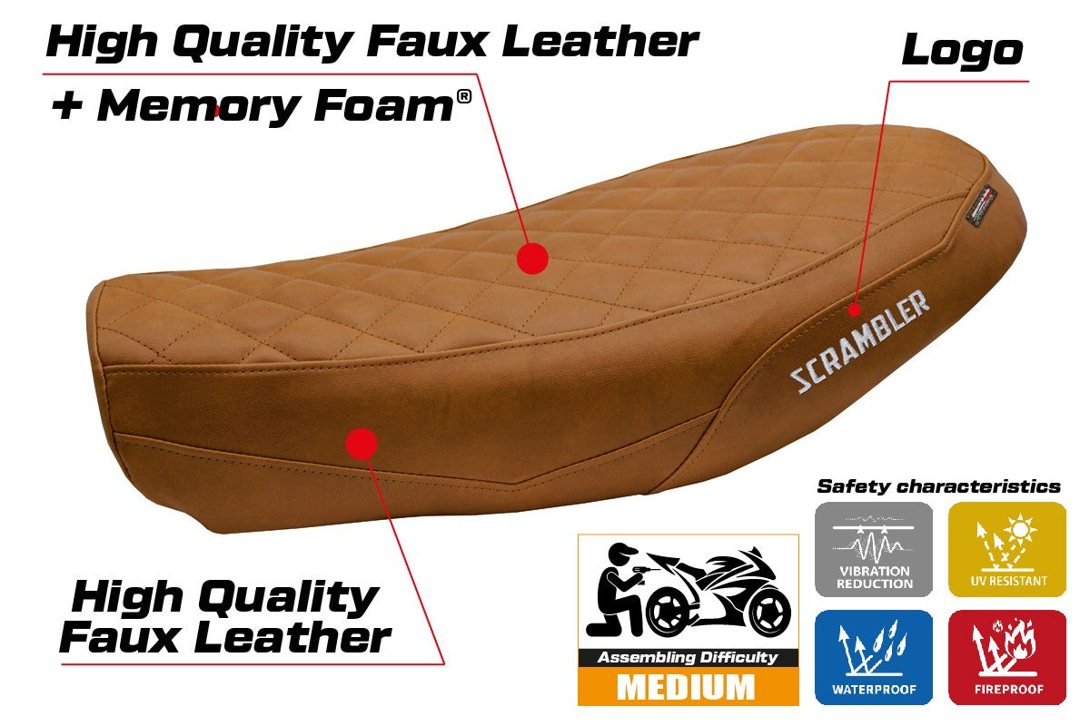 Funda de asiento Tappezzeria Italia TPZ Comfort Brown para Ducati Scrambler Urban Motard 2022-2024