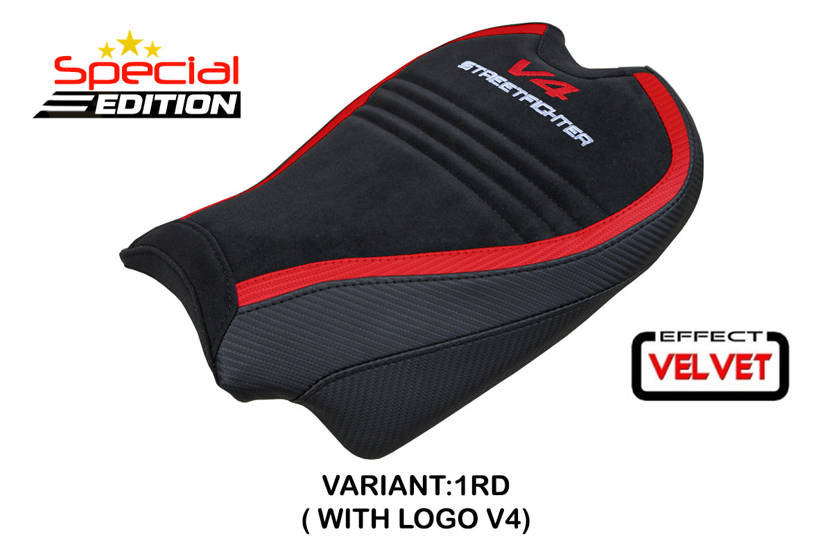 Ducati Streetfighter V4 2020-2024 Seat Cover Tappezzeria Italia TPZ in Velvet Red and Black SpEd