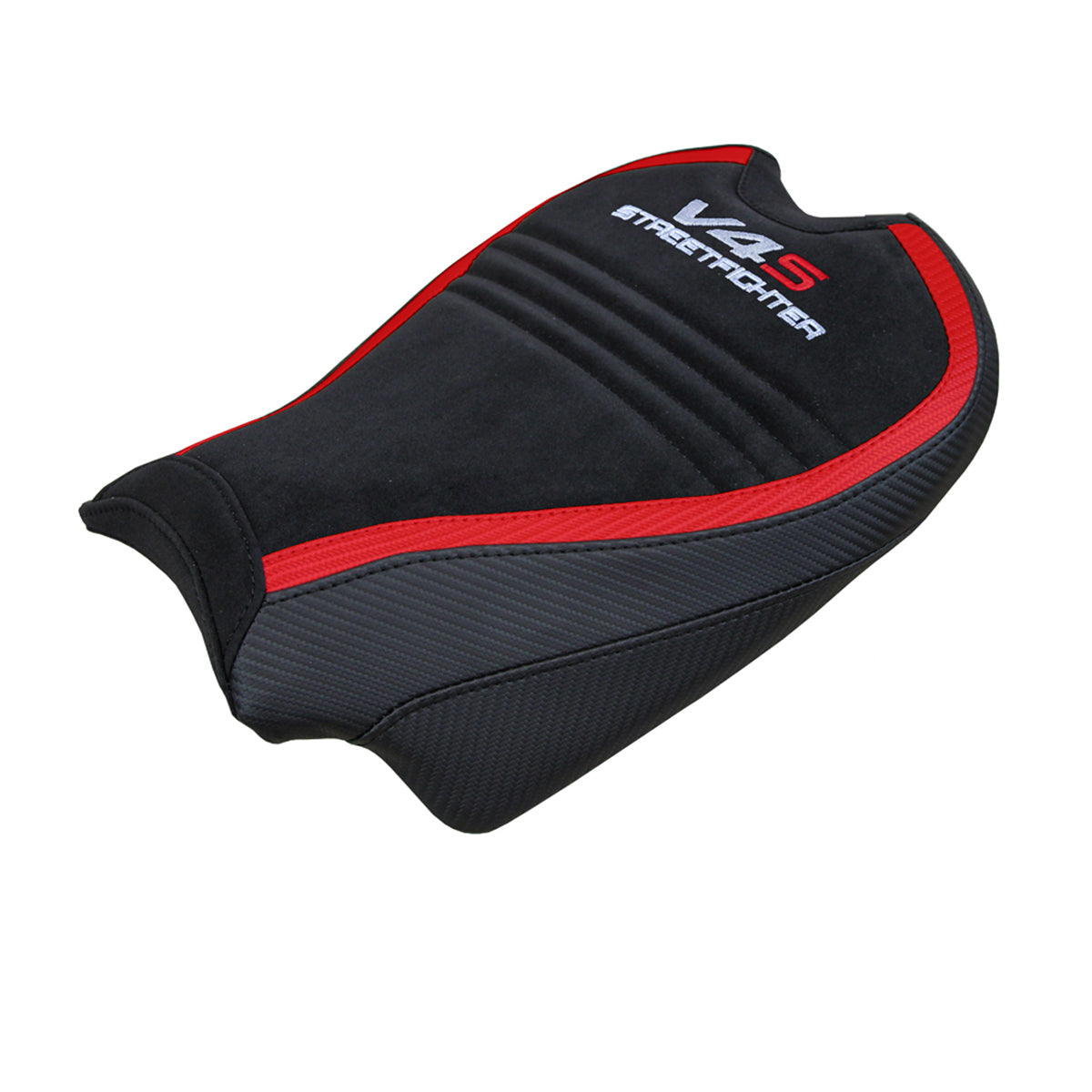 Ducati Streetfighter V4 S 2020-2024 Seat Cover Tappezzeria Italia TPZ in Velvet Red and Black SpEd