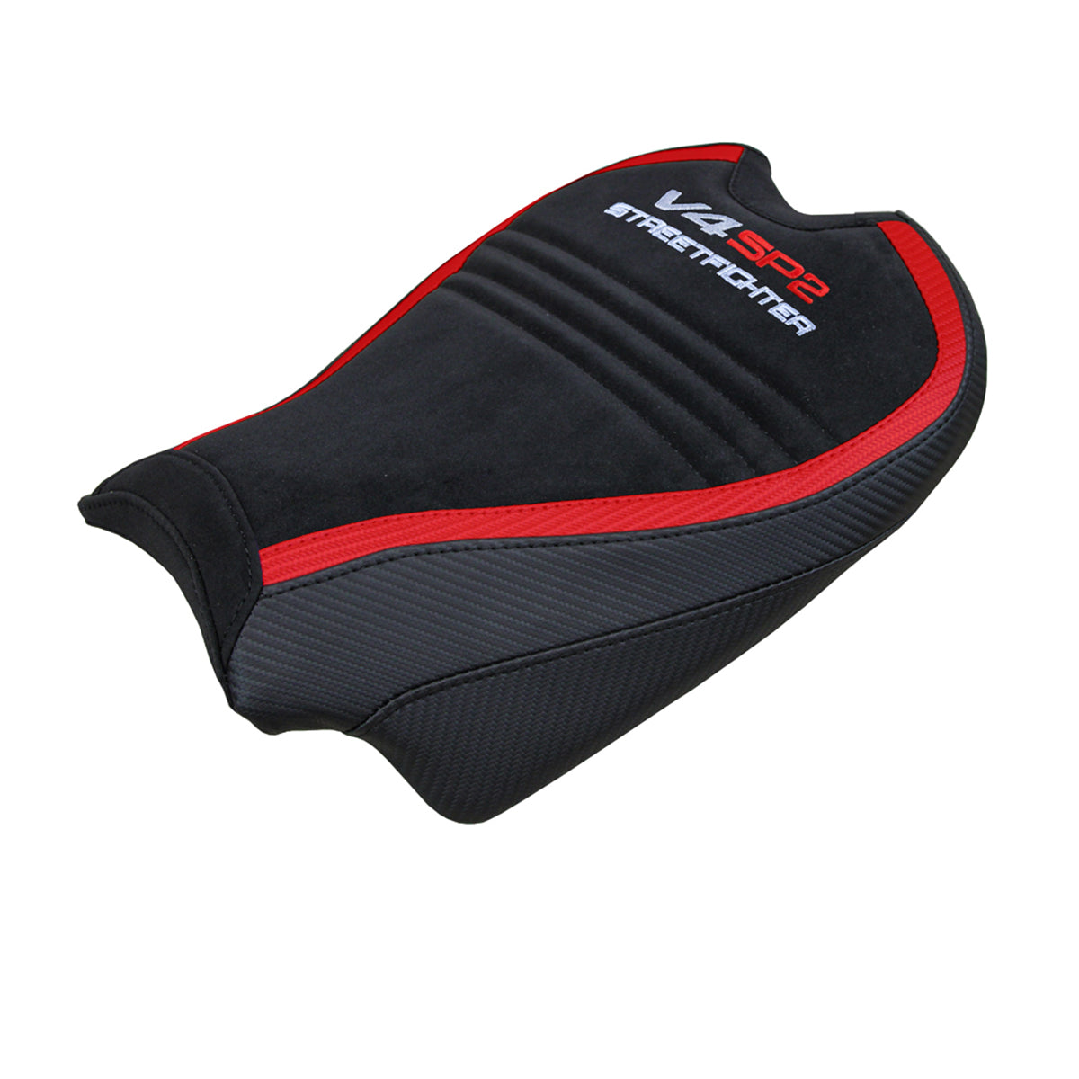 Funda de asiento para Ducati Streetfighter V4 SP2 2020-2024 Tappezzeria Italia TPZ en terciopelo rojo y negro SE