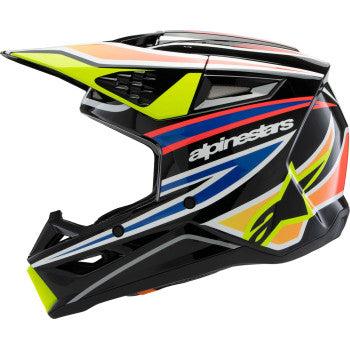 Casco de moto juvenil ALPINESTARS SM3 - Wurx - Negro brillante/Amarillo fluorescente/Azul/Rojo - Talla pequeña 8302025-1574-YS