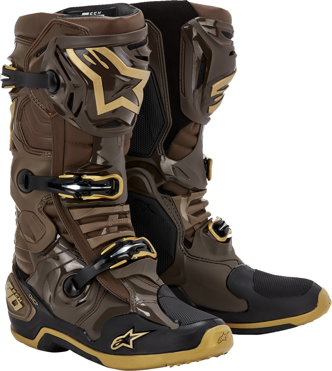 Botas ALPINESTARS Edición Limitada Squad '23 Tech 10 - Marrón/Dorado - Talla 10 de EE. UU. 2010020-839-10