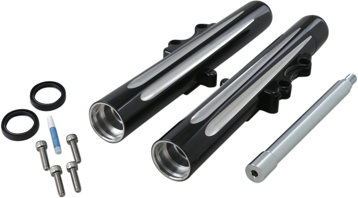 Patas de horquilla ARLEN NESS Hot Legs - Disco doble - Corte profundo - Negro/Plateado - '08-'13 FLT 06-511