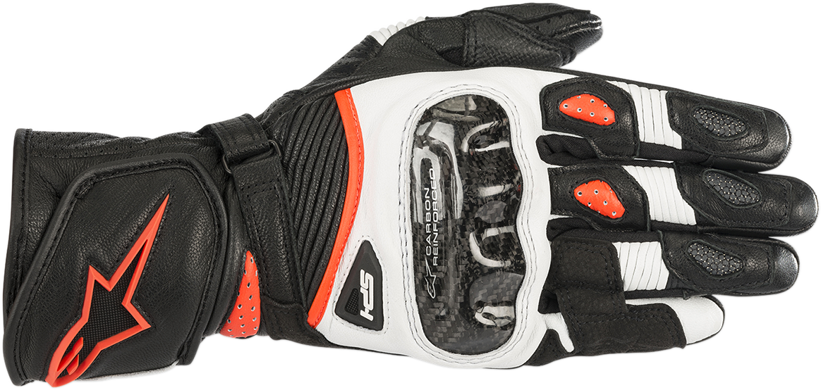 Guantes ALPINESTARS Stella SP-1 V2 para mujer - Negro/Blanco/Rojo Fluo - Pequeños 3518119-1231-S