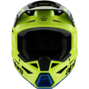 Casco de motocicleta juvenil ALPINESTARS SM3 - Radium - Amarillo brillante fluorescente/Negro/Azul - Pequeño 8301825-5017-YS