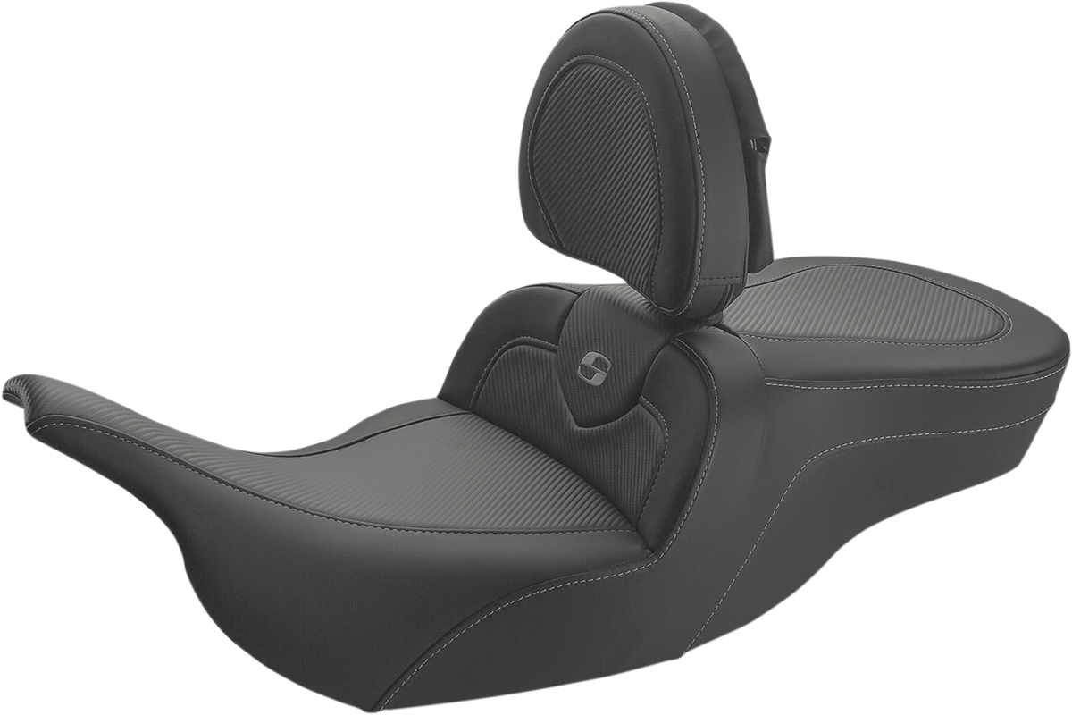 Asiento de fibra de carbono para sofá de carretera SADDLEMEN - Con respaldo para conductor - Negro 897-07-185BR