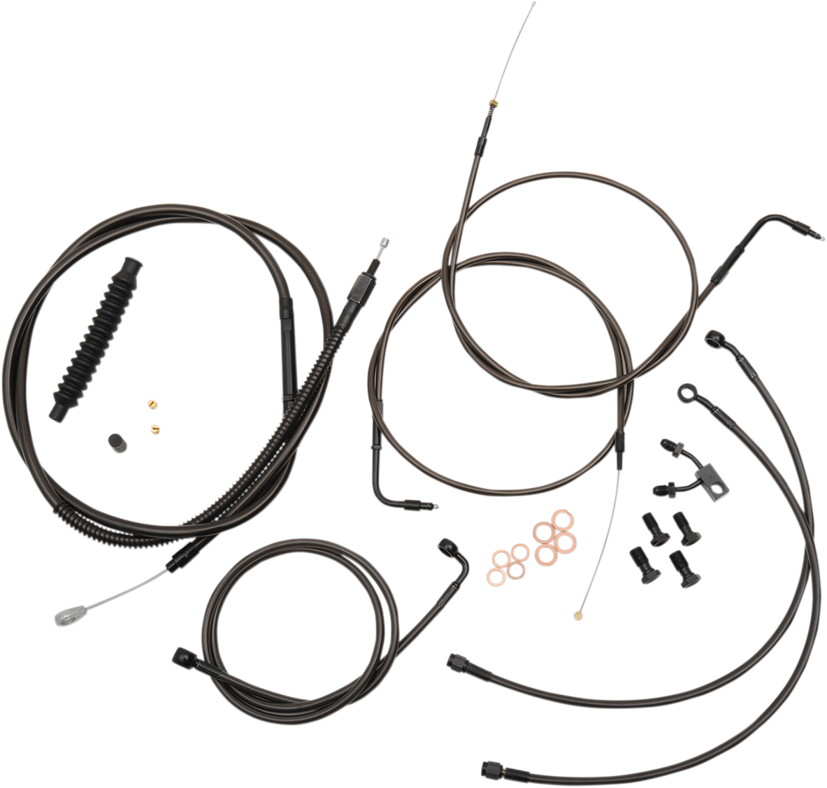 LA CHOPPERS Handlebar Cable/Brake Line Kit - 15" - 17" Ape Hanger Handlebars - Midnight LA-8122KT-16M